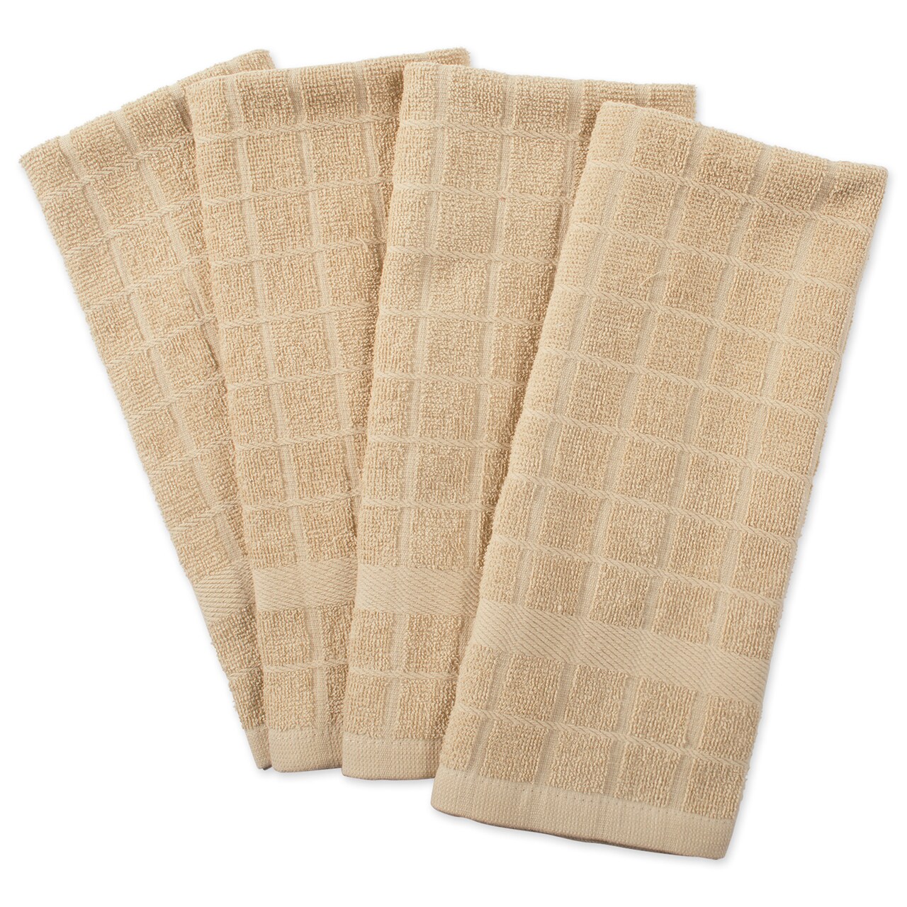 Contemporary Home Living Set of 4 Solid Beige Terry Dish Towel, 26